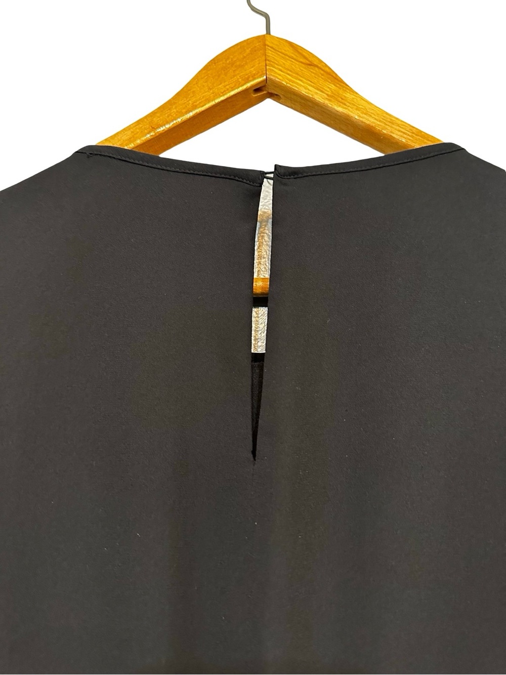 Chico’s Black Layered Chiffon Shift Dress Large Asymmetrical Overlay Midi - Picture 6 of 11